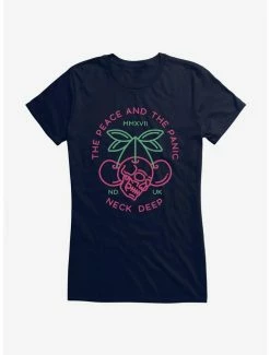 Best Pirce 👏 Neck Deep The Peace And The Panic Cherry Skull 👧 Girls T-Shirt ⭐