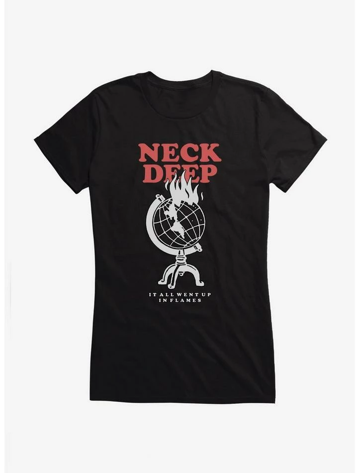 Best Sale 𧨠Neck Deep It All Went Up In Flames π§ Girls T-Shirt π₯ - Image 3