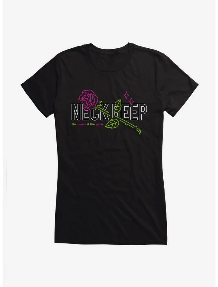 Discount β¨ Neck Deep Neon Rose π§ Girls T-Shirt π - Image 4