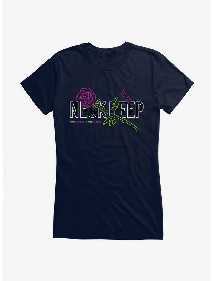 Discount β¨ Neck Deep Neon Rose π§ Girls T-Shirt π - Image 2