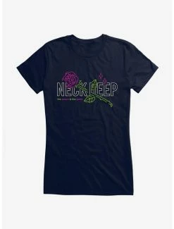 Discount ✨ Neck Deep Neon Rose 👧 Girls T-Shirt 🔔