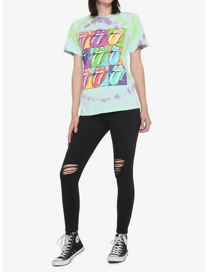 Best deal π₯ The Rolling Stones Distressed Pop Art Grid Tie-Dye π§ Girls T-Shirt βοΈ - Image 2