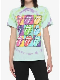 Best deal 🔥 The Rolling Stones Distressed Pop Art Grid Tie-Dye 👧 Girls T-Shirt ✔️