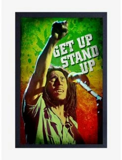 Outlet ✔️ Bob Marley Get Up, Stand Up Fist Framed Wood Wall Art 👏