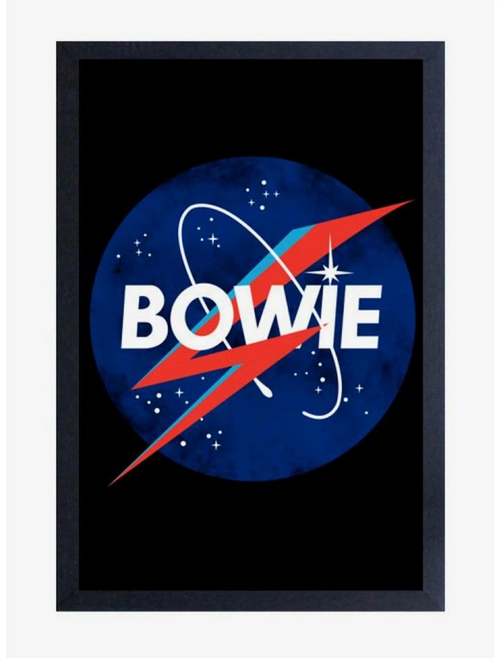 Promo ๐ฅ David Bowie Space Logo Framed Wood Wall Art ๐