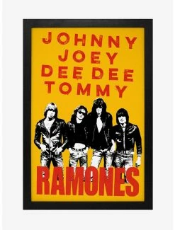 Budget 😀 Ramones Johnny, Joey, Dee Dee, Tommy Framed Wood Wall Art 😀