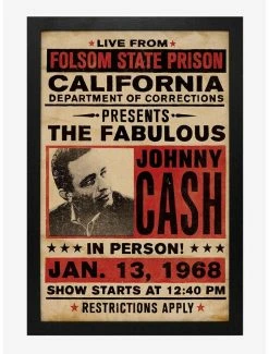 Flash Sale 🎉 Johnny Cash Folsom State In Person Framed Wood Wall Art 🧨