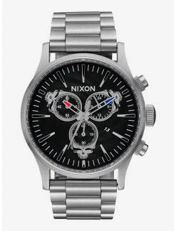 Budget 🛒 Grateful Dead Sentry Chrono Silver Black ⌚ Watch ✔️