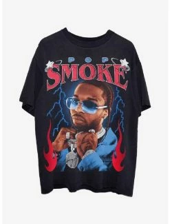 New ⌛ Pop Smoke Flames Portrait T-Shirt ✔️