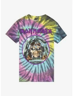 Hot Sale ⭐ Iron Maiden Aces High Boyfriend Fit 👧 Girls Tie-Dye T-Shirt 🔔
