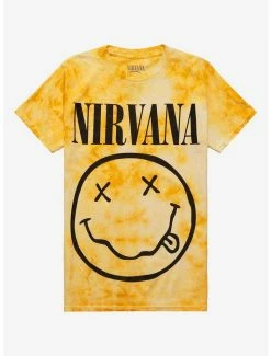 Flash Sale 😍 Nirvana Smile Yellow Tie-Dye Boyfriend Fit 👧 Girls T-Shirt 😉