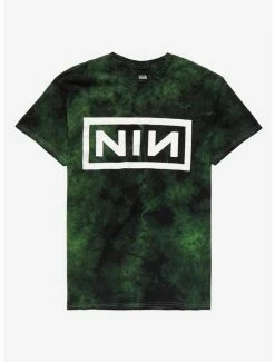 Best Sale 🌟 Nine Inch Nails Green Tie-Dye Boyfriend Fit 👧 Girls T-Shirt ✨