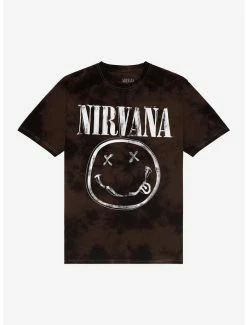 Best Pirce 🥰 Nirvana Grey Tie-Dye Smile Logo T-Shirt 💯