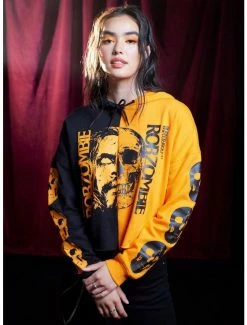 Best Sale 😍 Rob Zombie Burn Through The Witches Split Crop 👧 Girls Hoodie 😀
