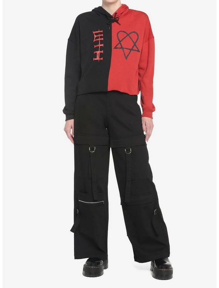 New π HIM Heartagram Split Crop π§ Girls Hoodie π€© - Image 3