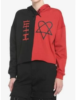 New 🌟 HIM Heartagram Split Crop 👧 Girls Hoodie 🤩