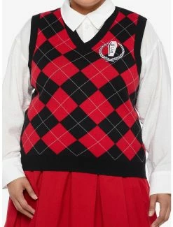 Best deal 🧨 My Chemical Romance Crest Argyle 👧 Girls Sweater Vest Plus Size 🔔