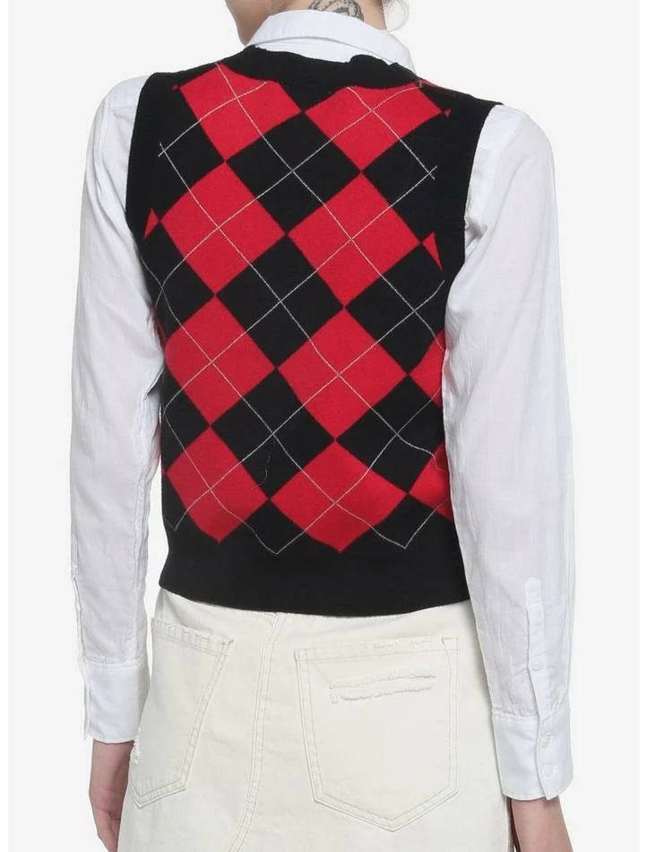 Outlet ✔️ My Chemical Romance Crest Argyle 👧 Girls Sweater Vest 😀 - Image 3