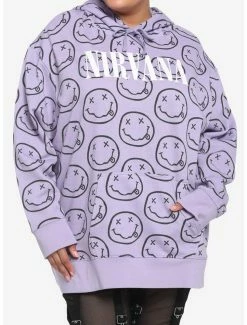 Budget ⌛ Nirvana Allover Print Pastel 👧 Girls Hoodie Plus Size ⌛