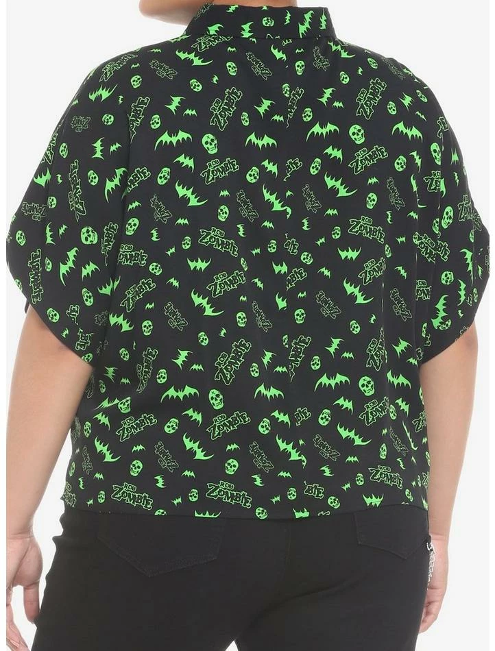 Promo 🌟 Rob Zombie Bats & Skulls 👧 Girls Woven Button-Up Plus Size 🔥 - Image 3