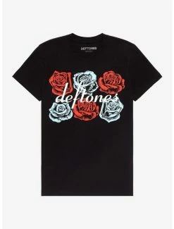 Promo ❤️ Deftones Red & Blue Roses Boyfriend Fit 👧 Girls T-Shirt 🎉