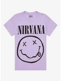 Best Sale 🔔 Nirvana Pastel Purple Smile Boyfriend Fit 👧 Girls T-Shirt 😉