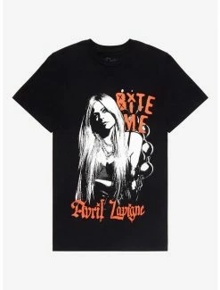 Outlet 😍 Avril Lavigne Bite Me Boyfriend Fit 👧 Girls T-Shirt 💯