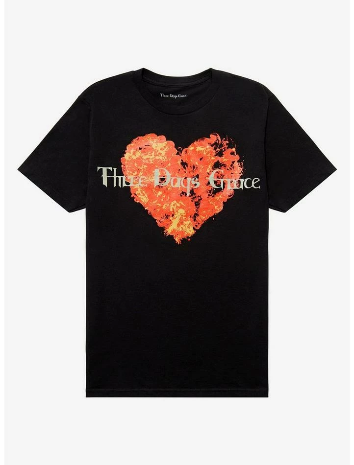 Brand new π Three Days Grace Heart Flame Boyfriend Fit T-Shirt π€©