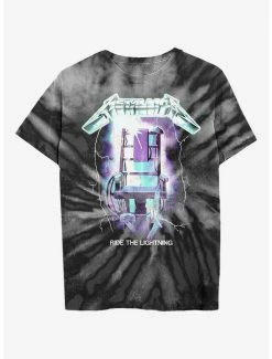 Discount ✨ Metallica Ride The Lightning Tie-Dye Boyfriend Fit 👧 Girls T-Shirt 🧨