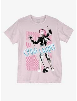Promo 🔥 Cyndi Lauper Pink Checkered Boyfriend Fit 👧 Girls T-Shirt 🤩