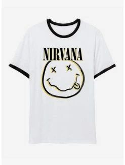 Wholesale ✨ Nirvana Smile Face Ringer T-Shirt 💯