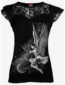 Best reviews of ⌛ Lucid Dreams Lace Layered Black T-Shirt ❤️