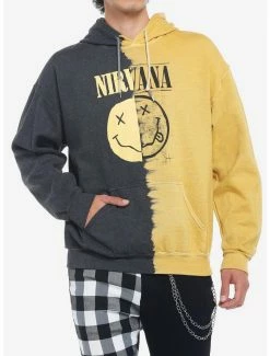 Top 10 💯 Nirvana Black & Yellow Split-Dye Logo Hoodie 🌟