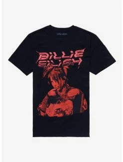 Budget 😉 Billie Eilish Red Portrait Boyfriend Fit 👧 Girls T-Shirt 🥰
