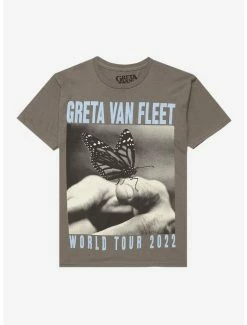 Buy ✨ Greta Van Fleet World Tour 2022 Boyfriend Fit 👧 Girls T-Shirt 👏