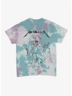 Outlet 👍 Metallica Justice Skull Pastel Tie-Dye Boyfriend Fit 👧 Girls T-Shirt 🛒
