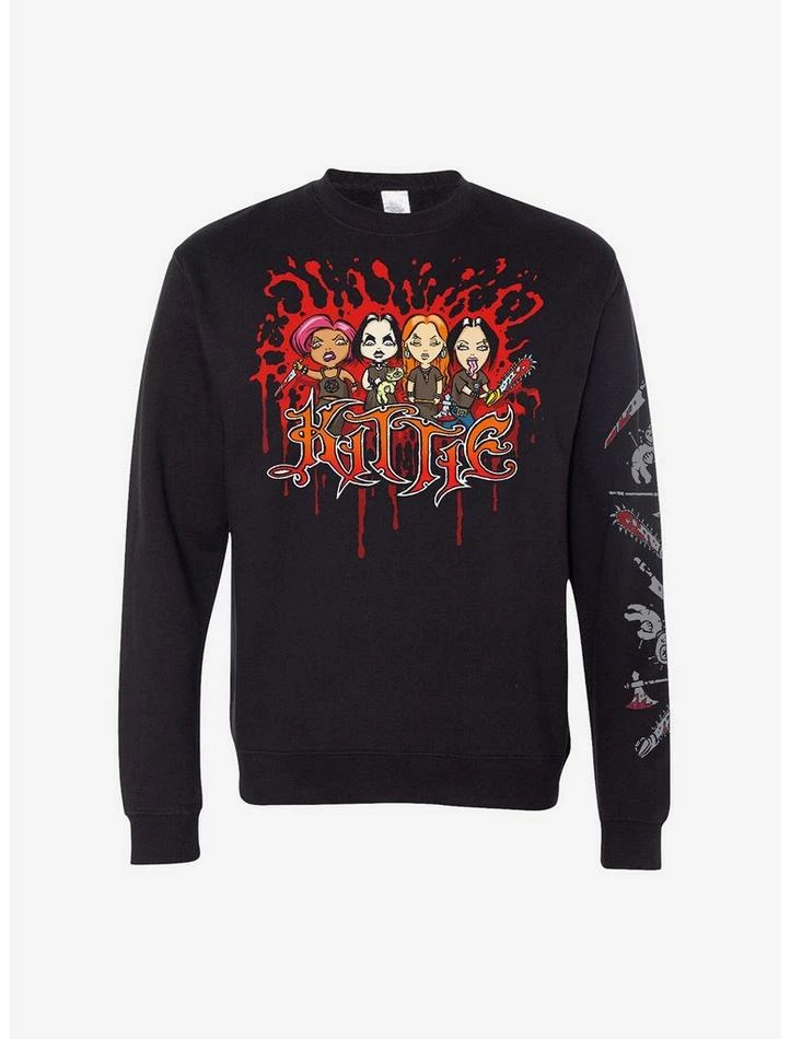 Cheap π Kittie Cartoon Band Members Boyfriend Fit π§ Girls Crewneck Sweater β¨