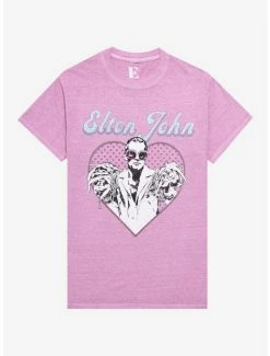 New 😍 Elton John Heart Portrait Boyfriend Fit 👧 Girls T-Shirt ❤️