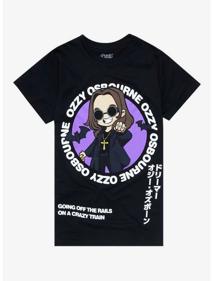 Best Sale ๐ Ozzy Osbourne Chibi Crazy Train Boyfriend Fit ๐ง Girls T-Shirt ๐