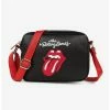 Promo 😀 Bugatti Rolling Stones Vegan Leather Crossbody Bag Black with Red Strap 🥰