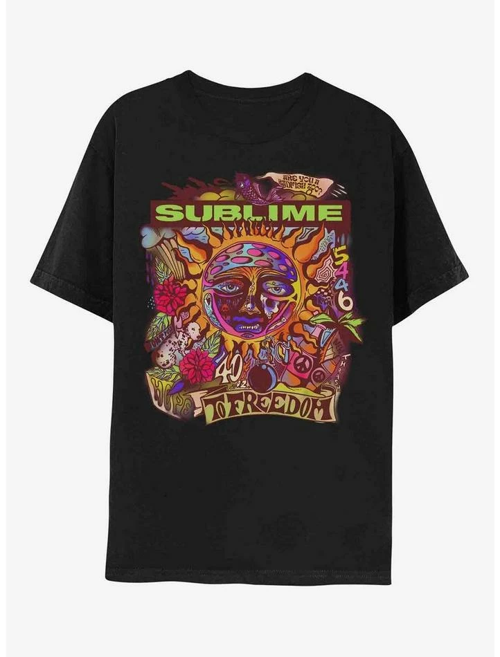 Cheap ✔️ Sublime 40 Oz To Freedom Psychedelic Boyfriend Fit 👧 Girls T-Shirt 🛒