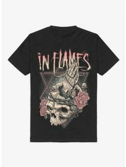 Hot Sale 💯 In Flames Prayer Skull Boyfriend Fit 👧 Girls T-Shirt ⌛