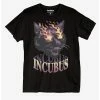 Wholesale 🛒 Incubus Cat With Fire Eyes Boyfriend Fit 👧 Girls T-Shirt 🧨