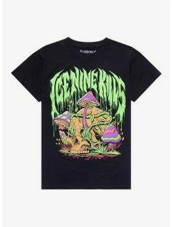 Cheapest 🤩 Ice Nine Kills Mushrooms Skull Boyfriend Fit 👧 Girls T-Shirt 🧨