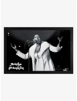 Brand new 🎁 Aretha Franklin Singing Live Framed Wood Wall Art ⭐