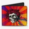 Best Sale 🤩 Grateful Dead Skull Roses Rays Ombre Bifold Wallet 😀